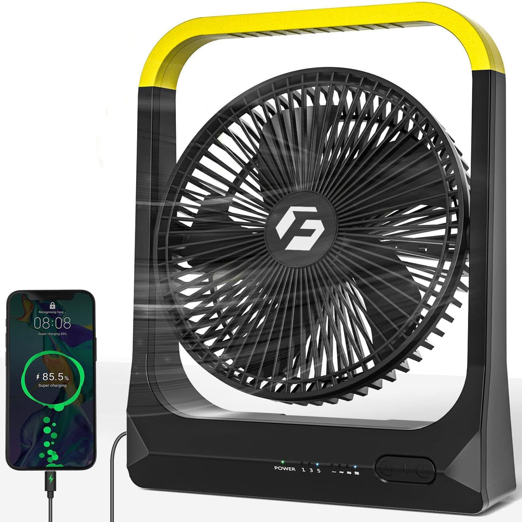 AtelierVivant 20800mAh USB Desktop Fan 80H Long Lasting 3350RPM Portable Fan with 4 Speeds 3 Timers for Travel Office Camping