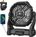 AtelierVivant 20400mAh USB Desk Fan Tent Fan with LED Light Hook for Beach Travel Camping Outdoor