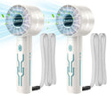 AtelierVivant 2 Pack USB Handheld Fan 7000 RPM Neck Hanging Mini Fan 4 Speeds 4-16H for Summer Outdoor Travel