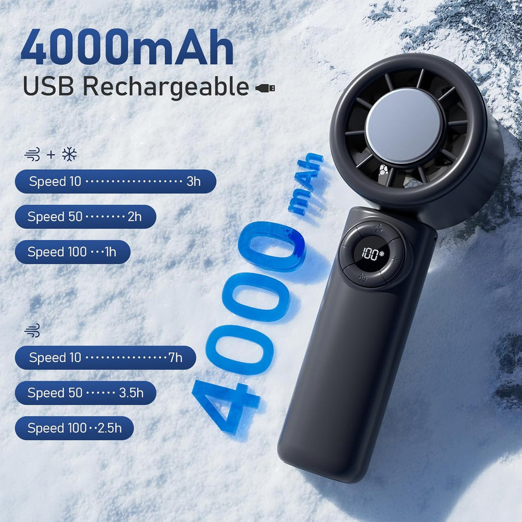 AtelierVivant Handheld USB Fan 10500 RPM Mini Cooling Fan 4000mAh Foldable for Travel Home Office Outdoor