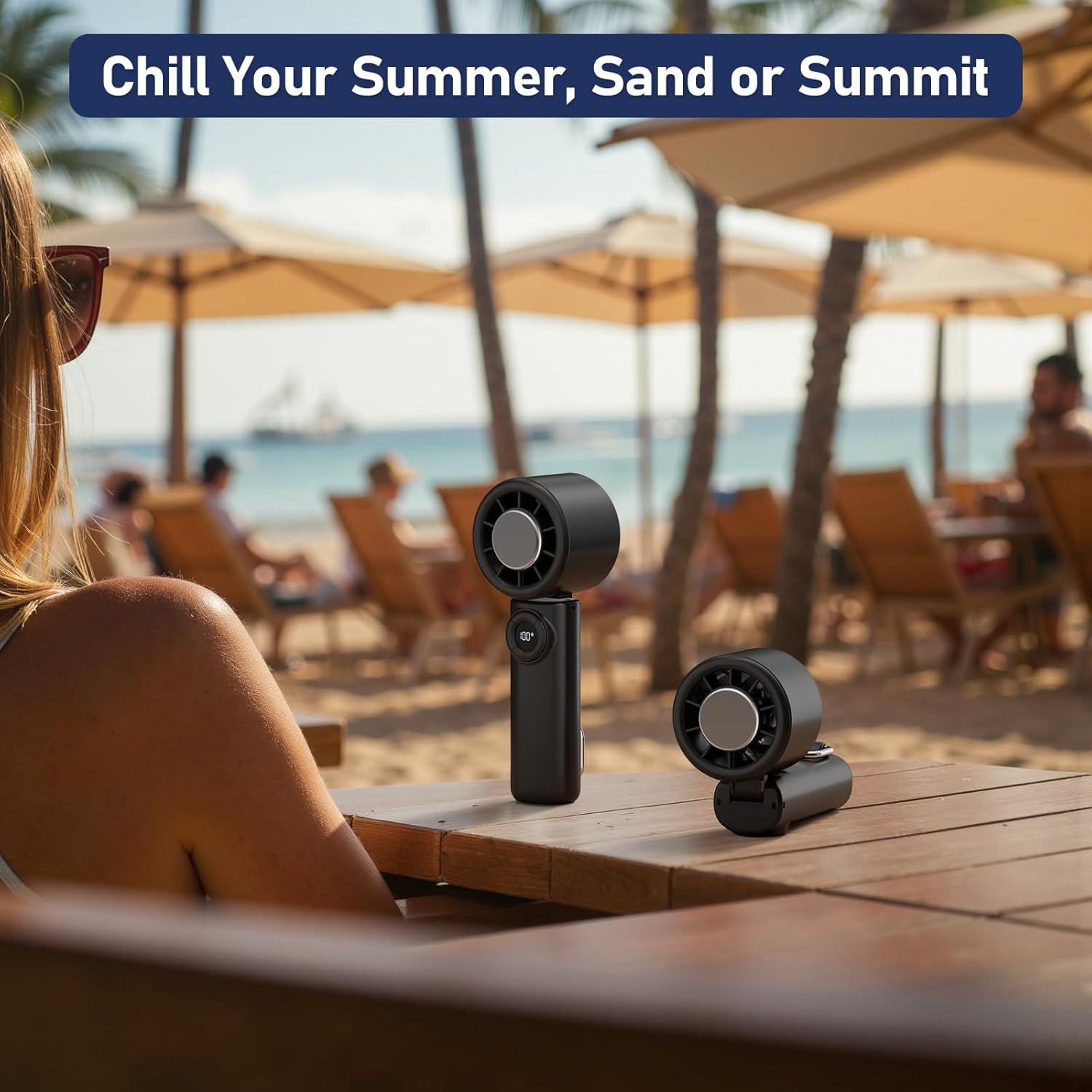 AtelierVivant Handheld USB Fan 10500 RPM Mini Cooling Fan 4000mAh Foldable for Travel Home Office Outdoor